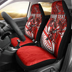 Personalised St George Illawarra Dragons Car Seat Cover Polynesian Tribal Art Style With Fierce Red Dragon Mascot