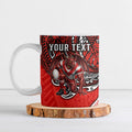 Personalised St George Illawarra Dragons Ceramic Mug Polynesian Tribal Art Style With Fierce Red Dragon Mascot