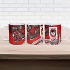 Personalised St George Illawarra Dragons Ceramic Mug Polynesian Tribal Art Style With Fierce Red Dragon Mascot