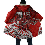 Personalised St George Illawarra Dragons Cloak Polynesian Tribal Art Style With Fierce Red Dragon Mascot