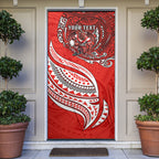 Personalised St George Illawarra Dragons Door Cover Polynesian Tribal Art Style With Fierce Red Dragon Mascot