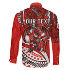 Personalised St George Illawarra Dragons Family Matching Summer Maxi Dress and Hawaiian Shirt Polynesian Tribal Art Style With Fierce Red Dragon Mascot
