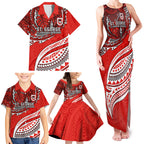 Personalised St George Illawarra Dragons Family Matching Tank Maxi Dress and Hawaiian Shirt Polynesian Tribal Art Style With Fierce Red Dragon Mascot