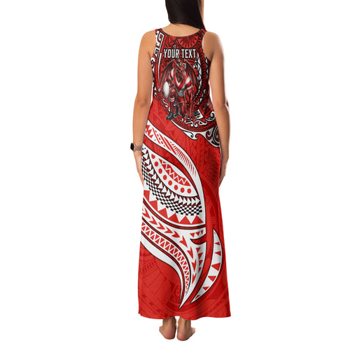 Personalised St George Illawarra Dragons Family Matching Tank Maxi Dress and Hawaiian Shirt Polynesian Tribal Art Style With Fierce Red Dragon Mascot