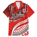 Personalised St George Illawarra Dragons Hawaiian Shirt Polynesian Tribal Art Style With Fierce Red Dragon Mascot