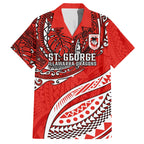 Personalised St George Illawarra Dragons Hawaiian Shirt Polynesian Tribal Art Style With Fierce Red Dragon Mascot