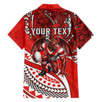 Personalised St George Illawarra Dragons Hawaiian Shirt Polynesian Tribal Art Style With Fierce Red Dragon Mascot