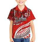 Personalised St George Illawarra Dragons Hawaiian Shirt Polynesian Tribal Art Style With Fierce Red Dragon Mascot