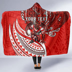 Personalised St George Illawarra Dragons Hooded Blanket Polynesian Tribal Art Style With Fierce Red Dragon Mascot