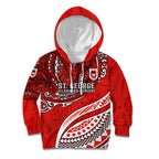 Personalised St George Illawarra Dragons Kid Hoodie Polynesian Tribal Art Style With Fierce Red Dragon Mascot