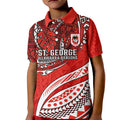 Personalised St George Illawarra Dragons Kid Polo Shirt Polynesian Tribal Art Style With Fierce Red Dragon Mascot