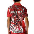 Personalised St George Illawarra Dragons Kid Polo Shirt Polynesian Tribal Art Style With Fierce Red Dragon Mascot