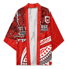 Personalised St George Illawarra Dragons Kimono Polynesian Tribal Art Style With Fierce Red Dragon Mascot