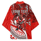 Personalised St George Illawarra Dragons Kimono Polynesian Tribal Art Style With Fierce Red Dragon Mascot