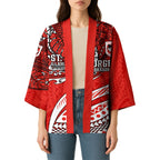 Personalised St George Illawarra Dragons Kimono Polynesian Tribal Art Style With Fierce Red Dragon Mascot