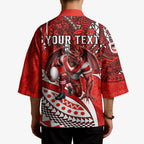 Personalised St George Illawarra Dragons Kimono Polynesian Tribal Art Style With Fierce Red Dragon Mascot