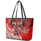 Personalised St George Illawarra Dragons Leather Tote Bag Polynesian Tribal Art Style With Fierce Red Dragon Mascot