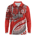 Personalised St George Illawarra Dragons Long Sleeve Polo Shirt Polynesian Tribal Art Style With Fierce Red Dragon Mascot