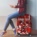 Personalised St George Illawarra Dragons Luggage Cover Polynesian Tribal Art Style With Fierce Red Dragon Mascot
