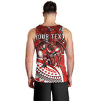 Personalised St George Illawarra Dragons Men Tank Top Polynesian Tribal Art Style With Fierce Red Dragon Mascot