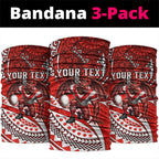 Personalised St George Illawarra Dragons Neck Gaiter Polynesian Tribal Art Style With Fierce Red Dragon Mascot