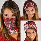 Personalised St George Illawarra Dragons Neck Gaiter Polynesian Tribal Art Style With Fierce Red Dragon Mascot