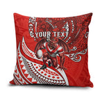 Personalised St George Illawarra Dragons Pillow Cover Polynesian Tribal Art Style With Fierce Red Dragon Mascot