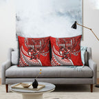 Personalised St George Illawarra Dragons Pillow Cover Polynesian Tribal Art Style With Fierce Red Dragon Mascot