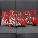 Personalised St George Illawarra Dragons Pillow Cover Polynesian Tribal Art Style With Fierce Red Dragon Mascot