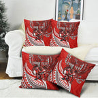 Personalised St George Illawarra Dragons Pillow Cover Polynesian Tribal Art Style With Fierce Red Dragon Mascot