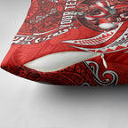 Personalised St George Illawarra Dragons Pillow Cover Polynesian Tribal Art Style With Fierce Red Dragon Mascot