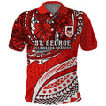 Personalised St George Illawarra Dragons Polo Shirt Polynesian Tribal Art Style With Fierce Red Dragon Mascot