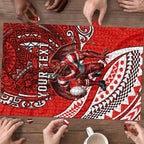 Personalised St George Illawarra Dragons Puzzle Polynesian Tribal Art Style With Fierce Red Dragon Mascot