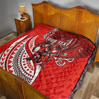 Personalised St George Illawarra Dragons Quilt Polynesian Tribal Art Style With Fierce Red Dragon Mascot