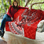 Personalised St George Illawarra Dragons Quilt Polynesian Tribal Art Style With Fierce Red Dragon Mascot