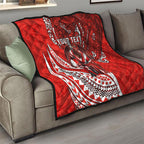 Personalised St George Illawarra Dragons Quilt Polynesian Tribal Art Style With Fierce Red Dragon Mascot