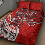 Personalised St George Illawarra Dragons Quilt Bed Set Polynesian Tribal Art Style With Fierce Red Dragon Mascot