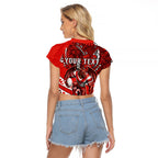 Personalised St George Illawarra Dragons Raglan Cropped T Shirt Polynesian Tribal Art Style With Fierce Red Dragon Mascot
