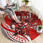 Personalised St George Illawarra Dragons Round Carpet Polynesian Tribal Art Style With Fierce Red Dragon Mascot