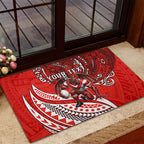 Personalised St George Illawarra Dragons Rubber Doormat Polynesian Tribal Art Style With Fierce Red Dragon Mascot