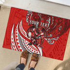 Personalised St George Illawarra Dragons Rubber Doormat Polynesian Tribal Art Style With Fierce Red Dragon Mascot