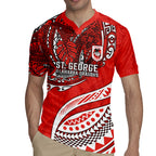 Personalised St George Illawarra Dragons Rugby Jersey Polynesian Tribal Art Style With Fierce Red Dragon Mascot