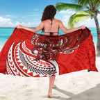 Personalised St George Illawarra Dragons Sarong Polynesian Tribal Art Style With Fierce Red Dragon Mascot