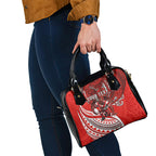 Personalised St George Illawarra Dragons Shoulder Handbag Polynesian Tribal Art Style With Fierce Red Dragon Mascot