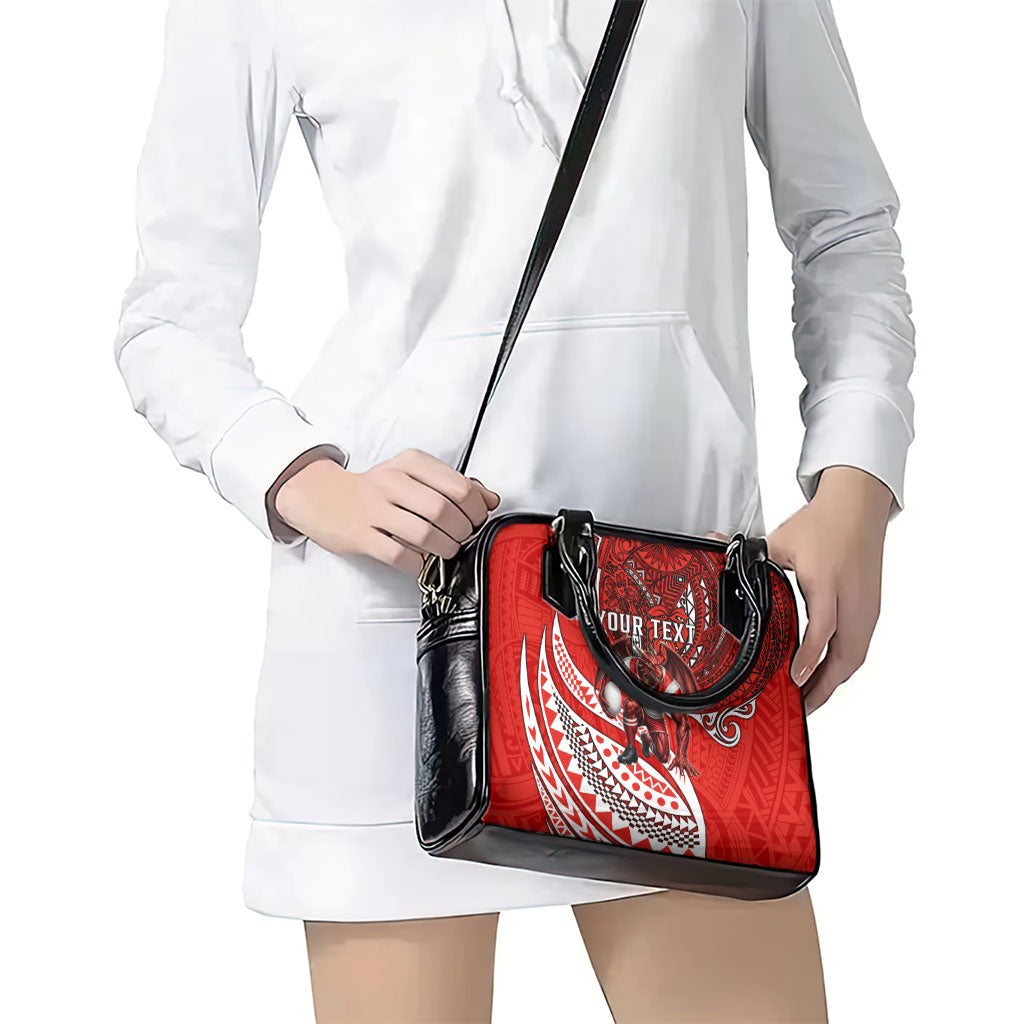 Personalised St George Illawarra Dragons Shoulder Handbag Polynesian Tribal Art Style With Fierce Red Dragon Mascot