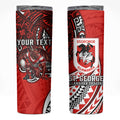 Personalised St George Illawarra Dragons Skinny Tumbler Polynesian Tribal Art Style With Fierce Red Dragon Mascot