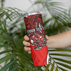 Personalised St George Illawarra Dragons Skinny Tumbler Polynesian Tribal Art Style With Fierce Red Dragon Mascot