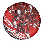 Personalised St George Illawarra Dragons Spare Tire Cover Polynesian Tribal Art Style With Fierce Red Dragon Mascot