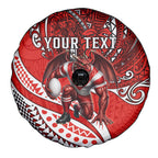 Personalised St George Illawarra Dragons Spare Tire Cover Polynesian Tribal Art Style With Fierce Red Dragon Mascot