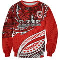 Personalised St George Illawarra Dragons Sweatshirt Polynesian Tribal Art Style With Fierce Red Dragon Mascot